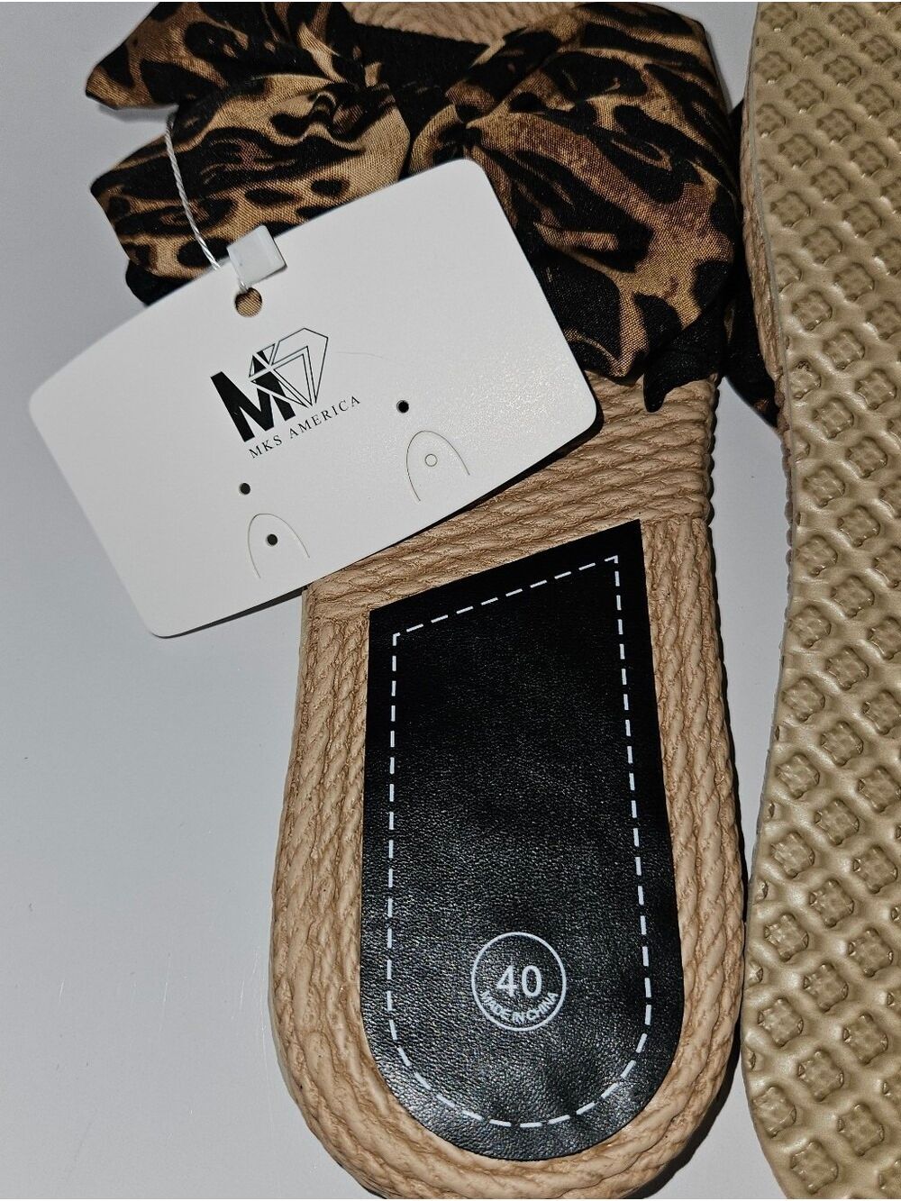 Leopard Print Bow Decor Flip-Flops Flat Sandals 7-9 - Picture 7 of 7